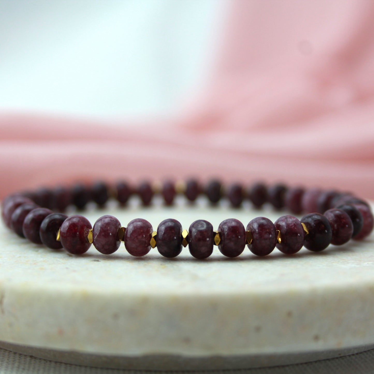 Paars jade rondelle armband