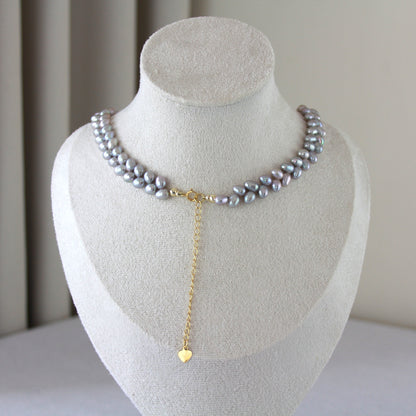 Parelcollier grijs