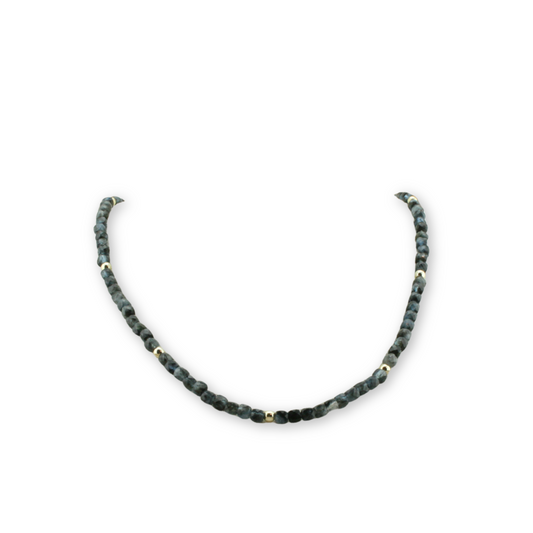 Aquamarine cube & gold