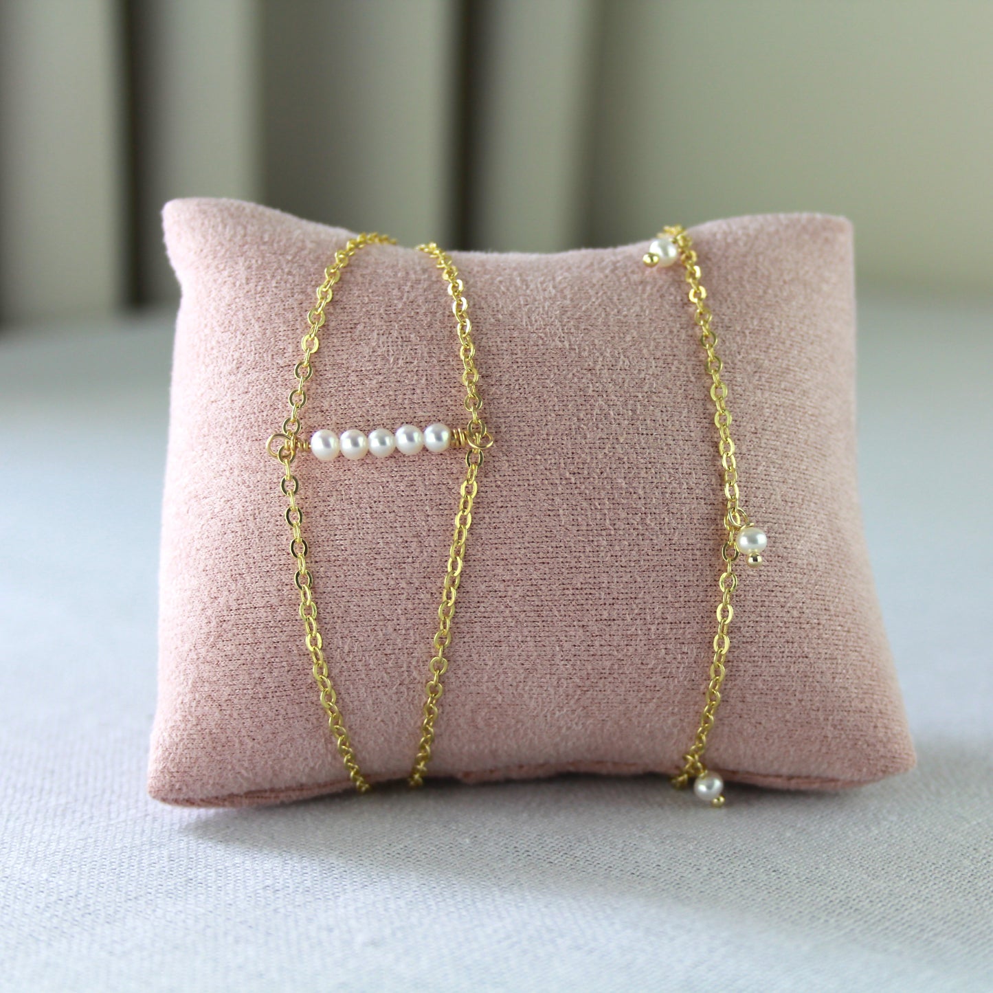 Goudenschakel ketting met parel