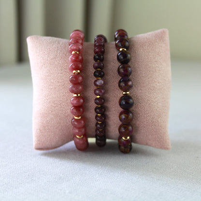 Paars jade rondelle armband