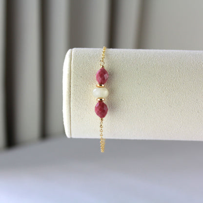 Rhodoniet met amezoniet armband