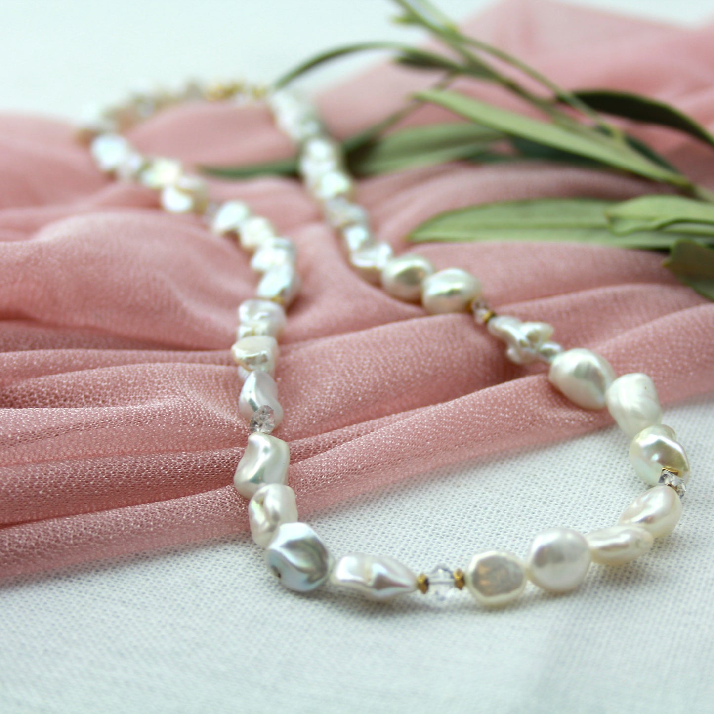 Herkimer diamant parelketting
