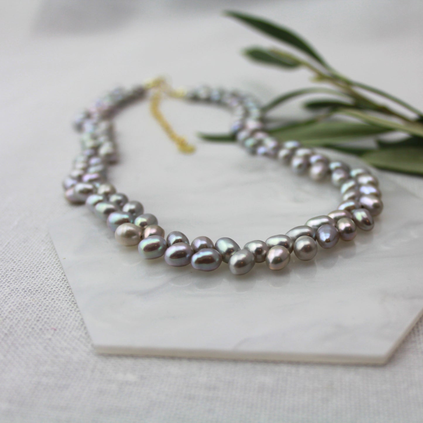 Parelcollier grijs