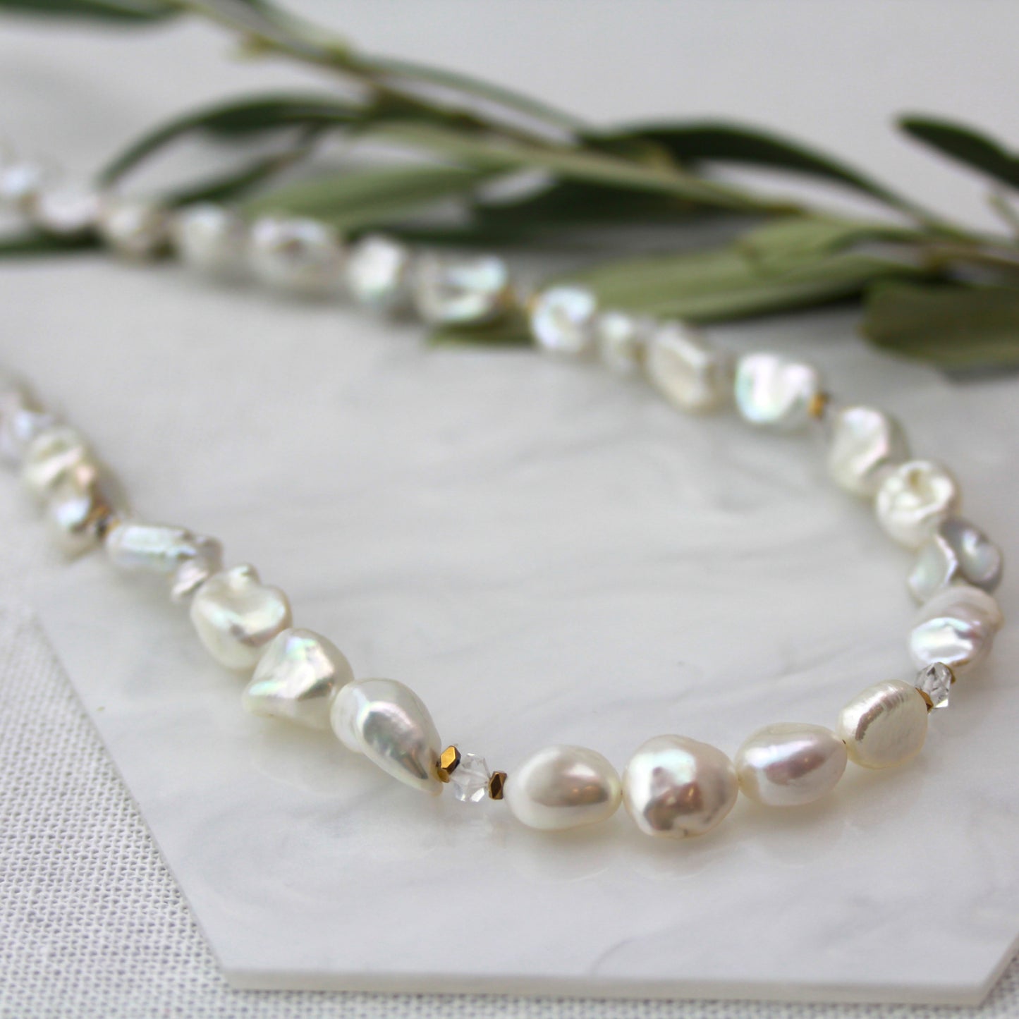 Herkimer diamant parelketting