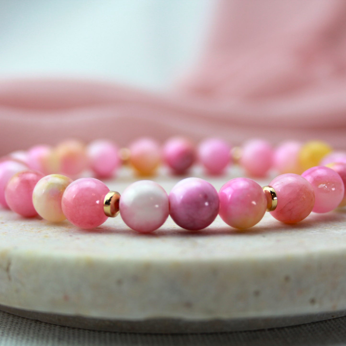 Roze jade armband