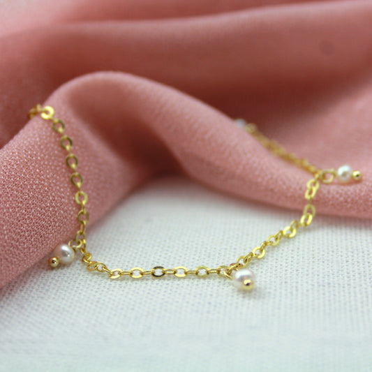 Goudenschakel ketting met parel